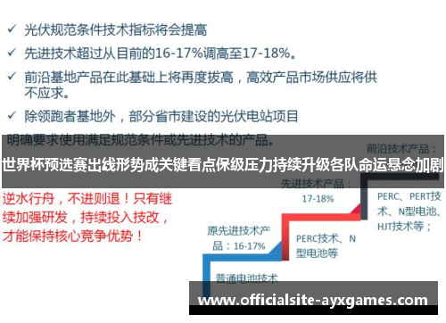 世界杯预选赛出线形势成关键看点保级压力持续升级各队命运悬念加剧